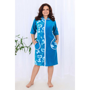 Халат женский №53511 велюр (последний размер) бирюза 54