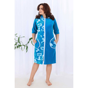 Халат женский №53511 велюр (последний размер) бирюза 54