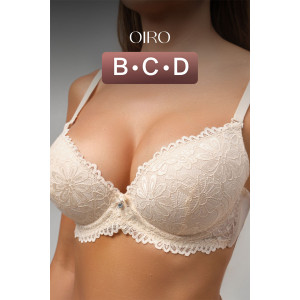 Бюстгальтер женский 20211 OIRO кружево со стразами (последний размер) бежевый 85D