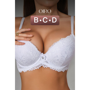 Бюстгальтер женский 20211 OIRO кружево со стразами (последний размер) белый 90D