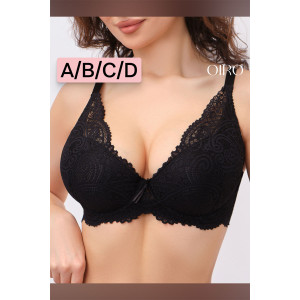 Бюстгальтер женский OIRO кружевной с пуш-ап ALICE 1032 (последний размер) черный 80D