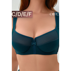 Бюстгальтер женский 2816 OIRO мягкая чаша с сеточкой (последний размер) изумрудный 85Е,105Е