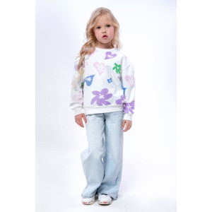 Свитшот детский "Цветочки" СД-013-056 футер 2-х нитка (последний размер) белый 146-72 Свитшот детский "Цветочки" СД-013-056 футер 2-х нитка (последний размер) белый 146-72