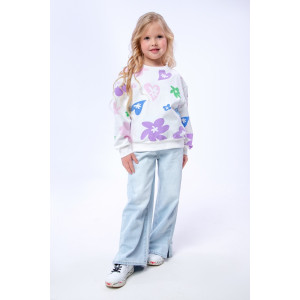 Свитшот детский "Цветочки" СД-013-056 футер 2-х нитка (последний размер) белый 146-72 Свитшот детский "Цветочки" СД-013-056 футер 2-х нитка (последний размер) белый 146-72