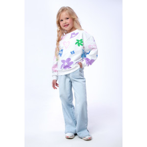Свитшот детский "Цветочки" СД-013-056 футер 2-х нитка (последний размер) белый 146-72 Свитшот детский "Цветочки" СД-013-056 футер 2-х нитка (последний размер) белый 146-72