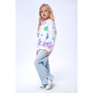 Свитшот детский "Цветочки" СД-013-056 футер 2-х нитка (последний размер) белый 146-72 Свитшот детский "Цветочки" СД-013-056 футер 2-х нитка (последний размер) белый 146-72