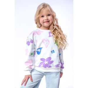 Свитшот детский "Цветочки" СД-013-056 футер 2-х нитка (последний размер) белый 146-72 Свитшот детский "Цветочки" СД-013-056 футер 2-х нитка (последний размер) белый 146-72