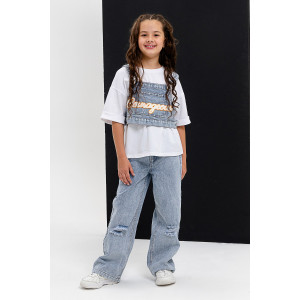 Костюм тройка детский №28031 кулирка+джинс (последний размер) белый-джинс 36 Костюм тройка детский №28031 кулирка+джинс (последний размер) белый-джинс 36