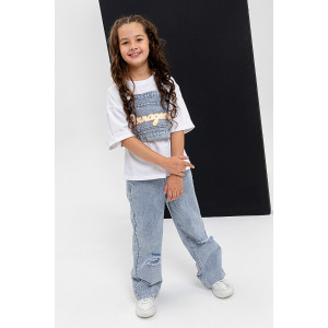 Костюм тройка детский №28031 кулирка+джинс (последний размер) белый-джинс 36 Костюм тройка детский №28031 кулирка+джинс (последний размер) белый-джинс 36