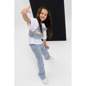 Костюм тройка детский №28031 кулирка+джинс (последний размер) белый-джинс 36 Костюм тройка детский №28031 кулирка+джинс (последний размер) белый-джинс 36