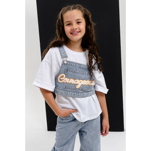 Костюм тройка детский №28031 кулирка+джинс (последний размер) белый-джинс 36 Костюм тройка детский №28031 кулирка+джинс (последний размер) белый-джинс 36