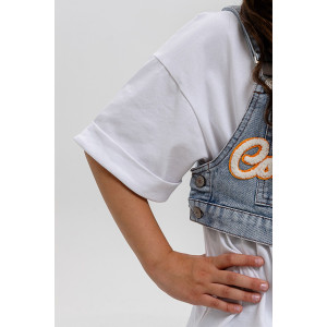 Костюм тройка детский №28031 кулирка+джинс (последний размер) белый-джинс 36 Костюм тройка детский №28031 кулирка+джинс (последний размер) белый-джинс 36