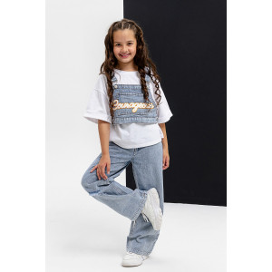 Костюм тройка детский №28031 кулирка+джинс (последний размер) белый-джинс 36 Костюм тройка детский №28031 кулирка+джинс (последний размер) белый-джинс 36