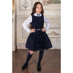 Сарафан школьный со съемным подъюбником SP8-553s габардин (последний размер) темно-синий 122 Сарафан школьный со съемным подъюбником SP8-553s габардин (последний размер) темно-синий 122