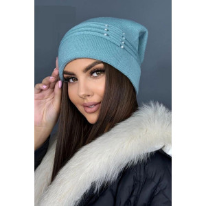 Шапка женская №60352 вязаная на флисе (последний размер) зеленый 56-58 Шапка женская №60352 вязаная на флисе (последний размер) зеленый 56-58