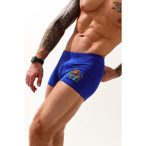 Трусы мужские "Диванный критик" кулирка с лайкрой пенье (последний размер) васильковый 52