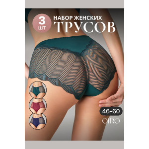 Трусы женские 0208 OIRO нейлон (последний размер) зеленый, синий, бордо - упаковка 3 шт. 48-50,50-52,58-60