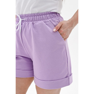 Шорты женские "Мозаика" футер 2-х нитка (р-ры: 42-52) сиреневый