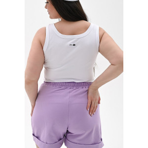 Шорты женские "Мозаика" футер 2-х нитка (р-ры: 42-52) сиреневый