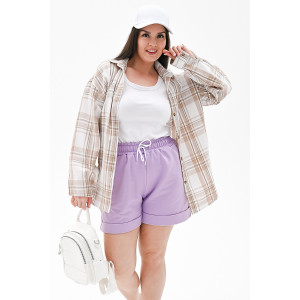 Шорты женские "Мозаика" футер 2-х нитка (р-ры: 42-52) сиреневый