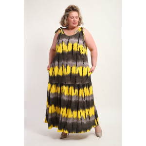 Сарафан женский №002 кулирка (р-ры: 48-68) желтый бусы