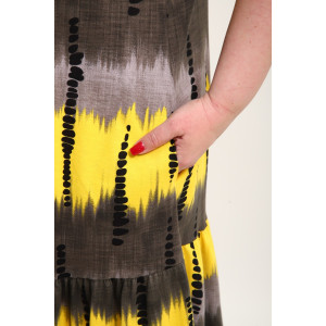 Сарафан женский №002 кулирка (р-ры: 48-68) желтый бусы