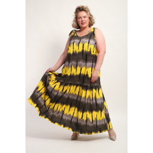 Сарафан женский №002 кулирка (р-ры: 48-68) желтый бусы