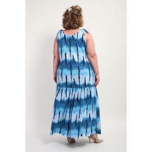 Сарафан женский №002 кулирка (р-ры: 48-68) синий бусы