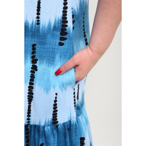 Сарафан женский №002 кулирка (р-ры: 48-68) синий бусы