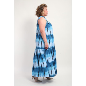 Сарафан женский №002 кулирка (р-ры: 48-68) синий бусы