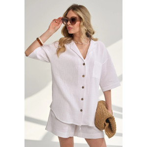 Костюм двойка женский "Муслин" 2460-Мус муслин (р-ры: 46-54) белый