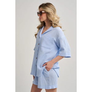 Костюм двойка женский "Муслин" 2460-Мус муслин (р-ры: 46-54) голубой