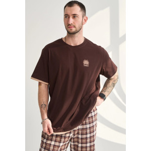 Костюм двойка мужской "Пальма" 2456-К хлопок (р-ры: 48-58) коричневый