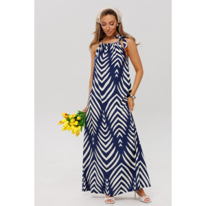 Сарафан женский СА110 штапель набивной (р-ры: 46-60) темно-синий