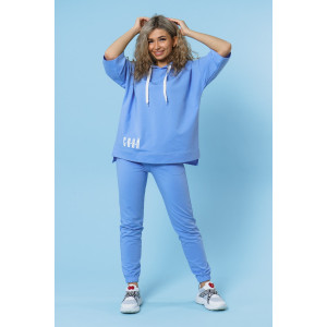 Костюм двойка женский 866 футер с лайкрой (р-ры: 44-58) голубой