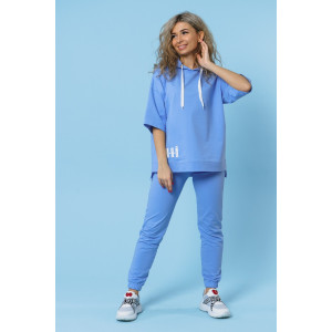 Костюм двойка женский 866 футер с лайкрой (р-ры: 44-58) голубой