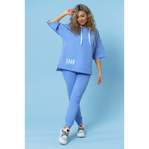 Костюм двойка женский 866 футер с лайкрой (р-ры: 44-58) голубой