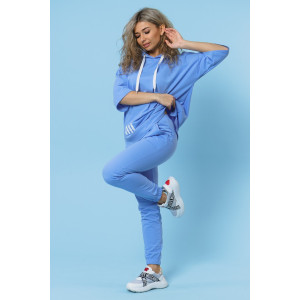 Костюм двойка женский 866 футер с лайкрой (р-ры: 44-58) голубой