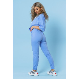 Костюм двойка женский 866 футер с лайкрой (р-ры: 44-58) голубой