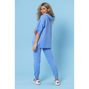 Костюм двойка женский 866 футер с лайкрой (р-ры: 44-58) голубой