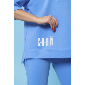 Костюм двойка женский 866 футер с лайкрой (р-ры: 44-58) голубой