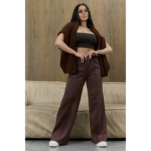 Брюки женские "Милана-2" 1385-5 костюмная ткань (р-ры: 46-60) коричневый