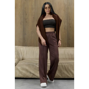 Брюки женские "Милана-2" 1385-5 костюмная ткань (р-ры: 46-60) коричневый