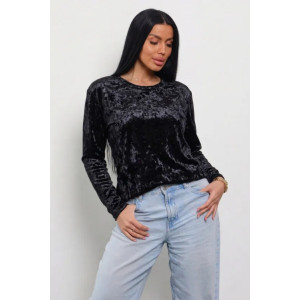 Лонгслив женский "Мия-2" 1259-4 велюр (р-ры: 46-60) черный Лонгслив женский "Мия-2" 1259-4 велюр (р-ры: 46-60) черный