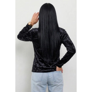 Лонгслив женский "Мия-2" 1259-4 велюр (р-ры: 46-60) черный Лонгслив женский "Мия-2" 1259-4 велюр (р-ры: 46-60) черный