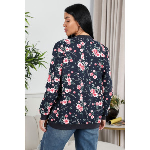 Толстовка-бомбер женская 750 футер 2-х нитка (р-ры: 50-60) синий-шиповник