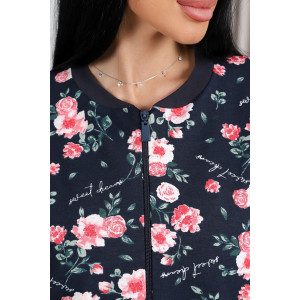 Толстовка-бомбер женская 750 футер 2-х нитка (р-ры: 50-60) синий-шиповник