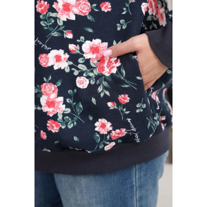 Толстовка-бомбер женская 750 футер 2-х нитка (р-ры: 50-60) синий-шиповник