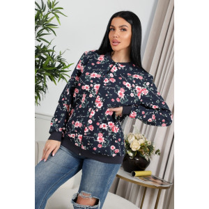 Толстовка-бомбер женская 750 футер 2-х нитка (р-ры: 50-60) синий-шиповник