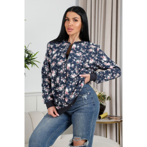 Толстовка-бомбер женская 750 футер 2-х нитка (р-ры: 50-60) синий-роза